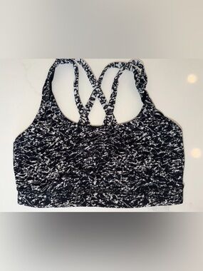 Lululemon Strappy Back Sports Bra Size 6 Black White Print